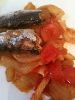 Sardines à l'huile fenouil compoté et tomates