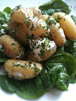 Petites pommes de terre nouvelles fromage blanc ciboulette