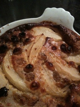 Poire noisette raisins secs gratinés