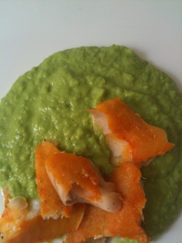 Haddock curry purée de gardens peas