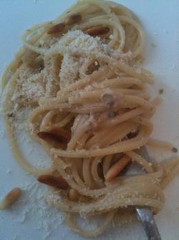 Spaghetti crème d'anchois