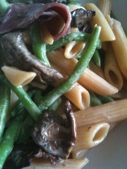 Penne cèpes haricots verts