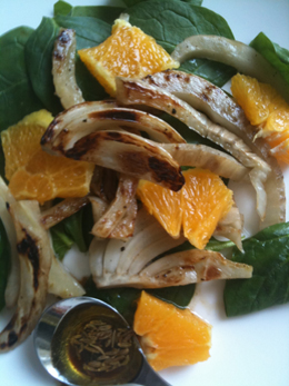 Salade épinard fenouil orange cumin