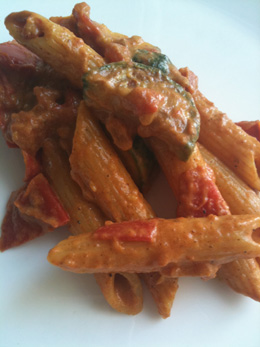 Penne curry tomates courgettes