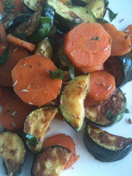 Carottes courgettes grillées cumin