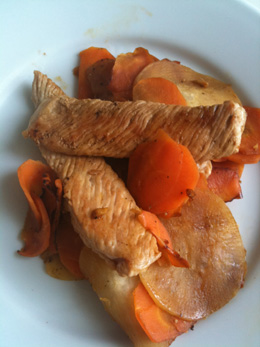 Poulet navet carotte gingembre soja