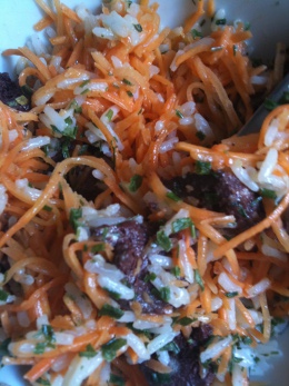 Salade riz carottes boudin noir