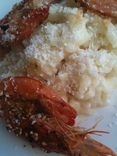 Risotto noix de coco crevettes grillées sésame